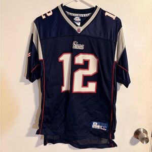 NFL  Reebok Boy's XL 18-20 New England Patriots Tom Brady 12 Football Jersey